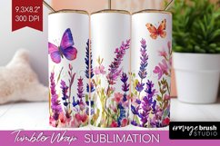 Wildflowers Tumbler Wrap - Watercolor Flowers Tumbler PNG Product Image 1