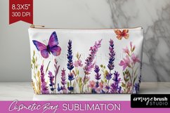 Wildflowers Cosmetic Bag - Watercolor Flowers Makeup Bag PNG Product Image 1
