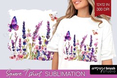 Wildflowers Square Tshirt Background - Watercolor Flowers Product Image 1