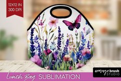 Wildflowers Lunch Bag - Watercolor Flowers Lunch Bug PNG Product Image 1