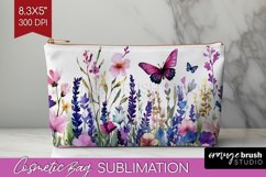 Wildflowers Cosmetic Bag - Watercolor Flowers Makeup Bag PNG Product Image 1