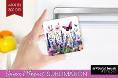 Wildflowers Magnet Sublimation - Watercolor Flowers Square Product Image 1