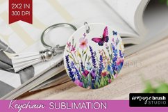 Wildflowers Keychain PNG - Watercolor Flowers Keychain Product Image 1