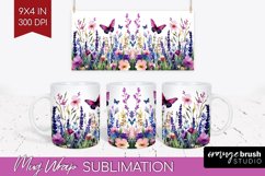 Wildflowers Mug Wrap - Watercolor Flowers Mug PNG Product Image 1