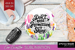 Inspirational Quote Car Coaster - Wildflowers Coaster PNG Product Image 1