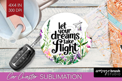 Inspirational Quote Car Coaster - Wildflowers Coaster PNG Product Image 1