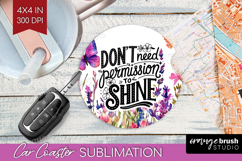 Inspirational Quote Car Coaster - Wildflowers Coaster PNG Product Image 1