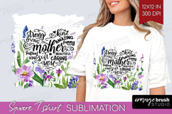 Mothers Day Quote Square Tshirt Background - Wildflowers PNG Product Image 1