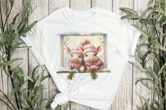 Winter Family Animals Pig Sublimation Product Image 3