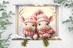 Winter Family Animals Pig Sublimation Product Image 1