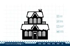 Winter House SVG | Cozy Snowy Cabin Cut File Product Image 1