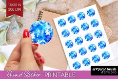 Winter Round Sticker - Tie Dye Printable Stickers Product Image 1