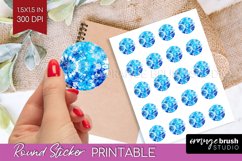 Winter Round Sticker - Tie Dye Printable Stickers Product Image 1
