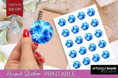 Winter Round Sticker - Tie Dye Printable Stickers Product Image 1