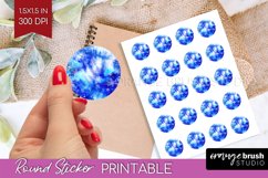 Winter Round Sticker - Tie Dye Printable Stickers Product Image 1