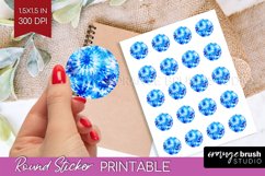 Winter Round Sticker - Tie Dye Printable Stickers Product Image 1