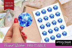 Winter Round Sticker - Tie Dye Printable Stickers Product Image 1