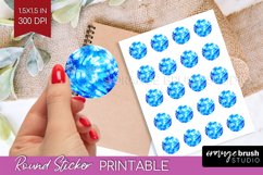 Winter Round Sticker - Tie Dye Printable Stickers Product Image 1