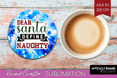 Sarcastic Christmas Quote Round Coaster - Winter Tie Dye PNG Product Image 1