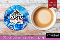 Sarcastic Christmas Quote Round Coaster - Winter Tie Dye PNG Product Image 1