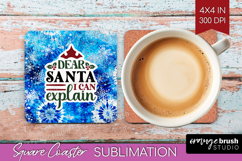 Sarcastic Christmas Quote Square Coaster - Winter Tie Dye Product Image 1