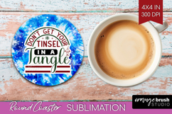 Sarcastic Christmas Quote Round Coaster - Winter Tie Dye PNG Product Image 1