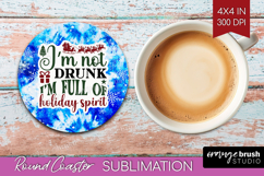 Sarcastic Christmas Quote Round Coaster - Winter Tie Dye PNG Product Image 1