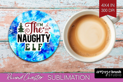 Sarcastic Christmas Quote Round Coaster - Winter Tie Dye PNG Product Image 1