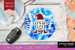 Sarcastic Christmas Quote Car Coaster - Winter Tie Dye PNG Product Image 1
