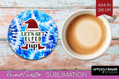 Sarcastic Christmas Quote Round Coaster - Winter Tie Dye PNG Product Image 1