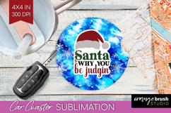 Sarcastic Christmas Quote Car Coaster - Winter Tie Dye PNG Product Image 1