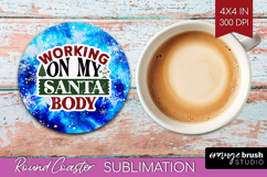 Sarcastic Christmas Quote Round Coaster - Winter Tie Dye PNG Product Image 1