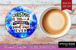 Sarcastic Christmas Quote Round Coaster - Winter Tie Dye PNG Product Image 1
