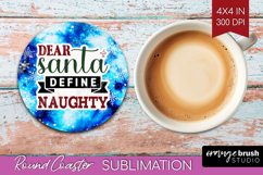 Sarcastic Christmas Quote Round Coaster - Winter Tie Dye PNG Product Image 1