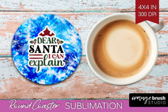 Sarcastic Christmas Quote Round Coaster - Winter Tie Dye PNG Product Image 1