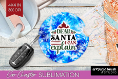 Sarcastic Christmas Quote Car Coaster - Winter Tie Dye PNG Product Image 1