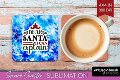 Sarcastic Christmas Quote Square Coaster - Winter Tie Dye Product Image 1