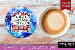Sarcastic Christmas Quote Round Coaster - Winter Tie Dye PNG Product Image 1