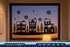 Winter Village Decal SVG | Snowy Christmas Scene Cut File Product Image 3