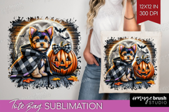 Yorkie Dog Tote Bag Halloween Tote Bag PNG Sublimation Product Image 1