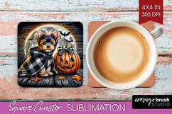 Yorkie Dog Square Coaster Halloween Coaster PNG Sublimation Product Image 1
