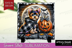 Yorkie Dog Slate PNG Halloween Square Slate Sublimation Product Image 1
