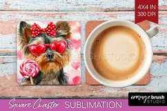 Yorkshire Terrier Valentine Square Coaster Valentines Day Product Image 1