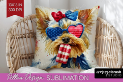 Yorkshire Terrier Dog Pillow Sublimation 4th Of July Pillow Product Image 1