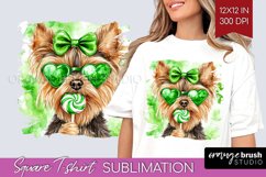 Yorkshire Terrier St. Patricks Day Dog Square Tshirt Dog PNG Product Image 1