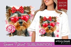 Yorkshire Terrier Valentine Square Tshirt Background Day PNG Product Image 1