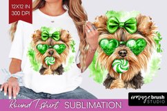 Yorkshire Terrier St. Patricks Day Dog Round Tshirt Dog PNG Product Image 1