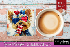 Yorkshire Terrier Dog Square Coaster 4th Of July Coaster PNG Product Image 1