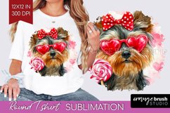 Yorkshire Terrier Valentine Round Tshirt Background Day PNG Product Image 1