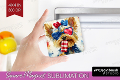 Yorkshire Terrier Dog Magnet Sublimation 4th Of July Square Product Image 1